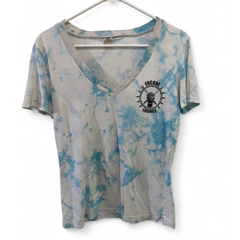 Blue Tye-Dye Deep V-neck Tshirt